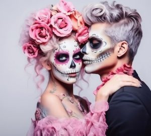 uomo e donna con trucco da zombie