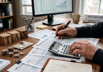 codice tributo 6781, uomo in ufficio che sistema le tasse e fa dei calcoli